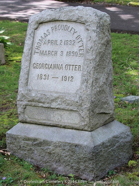 Gravestone, Thomas Proudley Otter, Doylestown, Cemetery, Pennsylvania (findagrave.com)