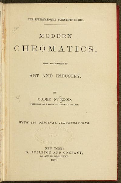 Title page, Ogden Rood, Modern Chromatics, 1879 (Linda Hall Library)