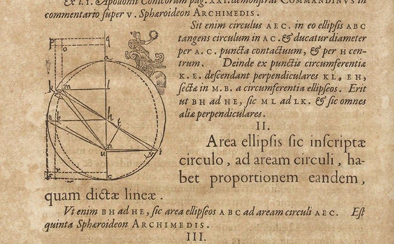 First appearance of an elliptical orbit for Mars, woodcut diagram beginning chapter 59, in Astronomia nova, by Johannes Kepler, 1609 (Linda Hall Library)