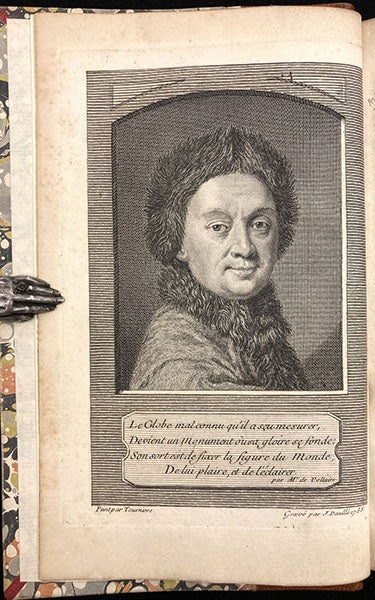 Portrait of Pierre-Louis Moreau de Maupertuis, frontispiece engraving by J. Daullé, after Robert Levrac-Tourniéres, Oeuvres de Mr. de Maupertuis, vol. 1, 1756 (The Linda Hall)