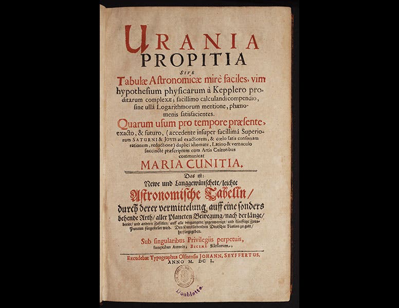 Maria Cunitz Linda Hall Library