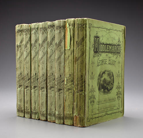 All 8 volumes of Middlemarch, by George Eliot, in their original paper wrapers, 1871-72, copy sold at auction at Bonhams, 2011 (bonhams.com)