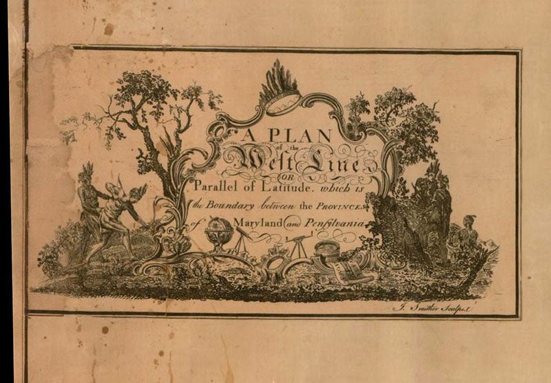 One of two legends on the 1768 map of the Mason-Dixon line (third image); neither makes any mention of Mason or Dixon, Library of Congress (loc.gov)