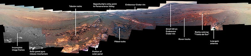 Final panorama taken by Opportunity, May-June, 2018 (Wikimedia commons)