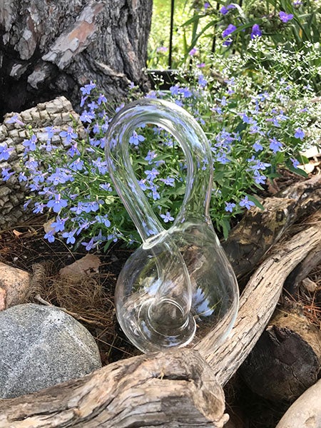 Three-dimensional Klein bottle, fabricated in glass, designed by Clifford Stoll, property of the author (Gayle Ashworth)