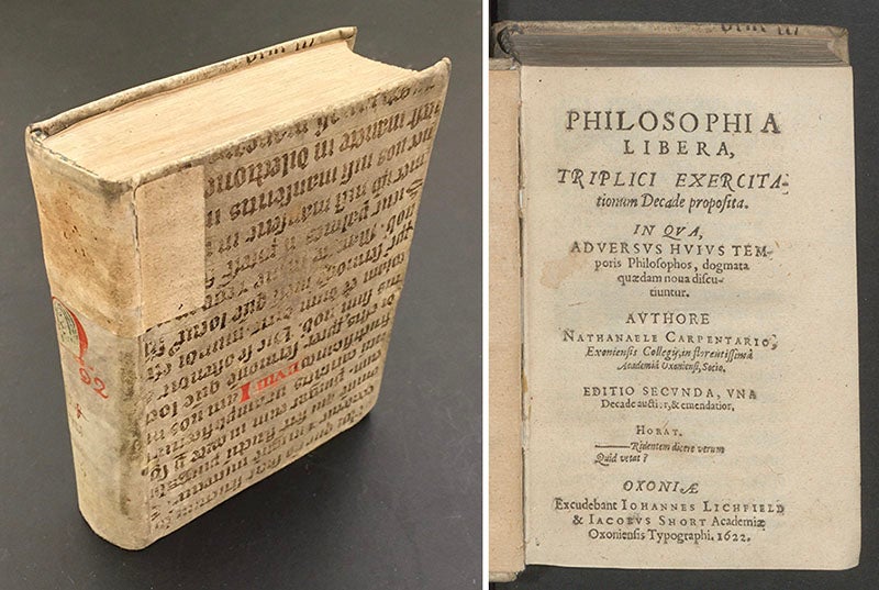 Cover and title page of Nathanael Carpenter, Philosophia libera, 1622 (Linda Hall Library)