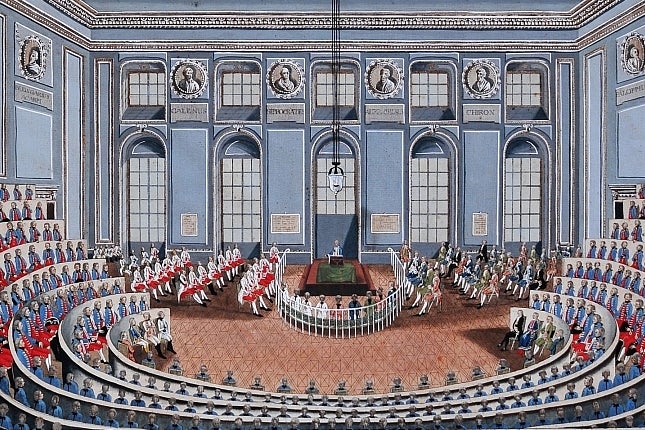 Lecture hall at the Josephinum, engraving ca 1785 (Josephinum, Medical University of Vienna)