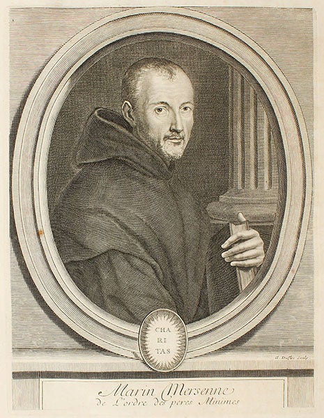 Portrait of Marin Mersenne, from Charles Perrault, <i>Hommes illustres qui ont paru en France pendant ce siècle</i>, 1696-1700 (Linda Hall Library)