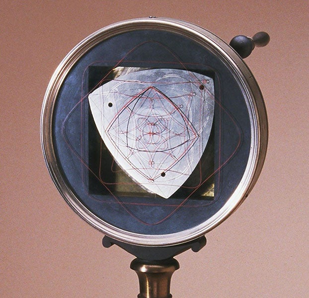 Close-up view of Reuleaux mechanism B2, Reuleaux triangle rotor, 1882, Cornell University (digital.library.cornell.edu)