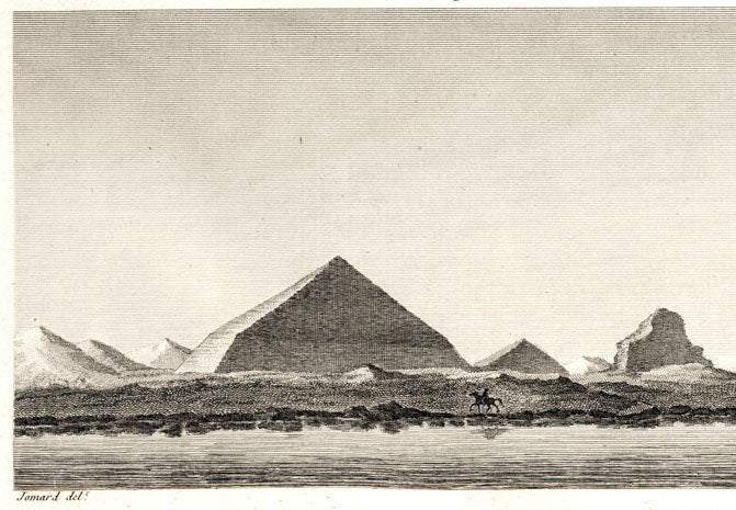 Pyramid at Fayum, drawn by Edme Jomard, detail of one figure on a larger engraved plate, Description de l’Égypte, Antiquités, vol. 4, 1817 (Linda Hall Library)