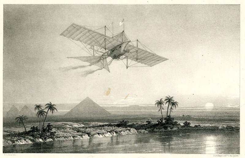 “The First Carriage, the Ariel [over Egypt],” lithograph by Thomas Picken, 1843, British Museum (britishmuseum.org/collection)