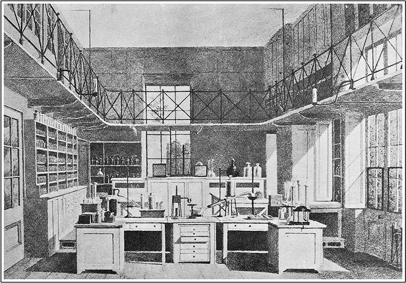 Charles Daubeny’s laboratory and library at Magdalen College, Oxford, 19th-century engraving (magd.ox.ac.uk)