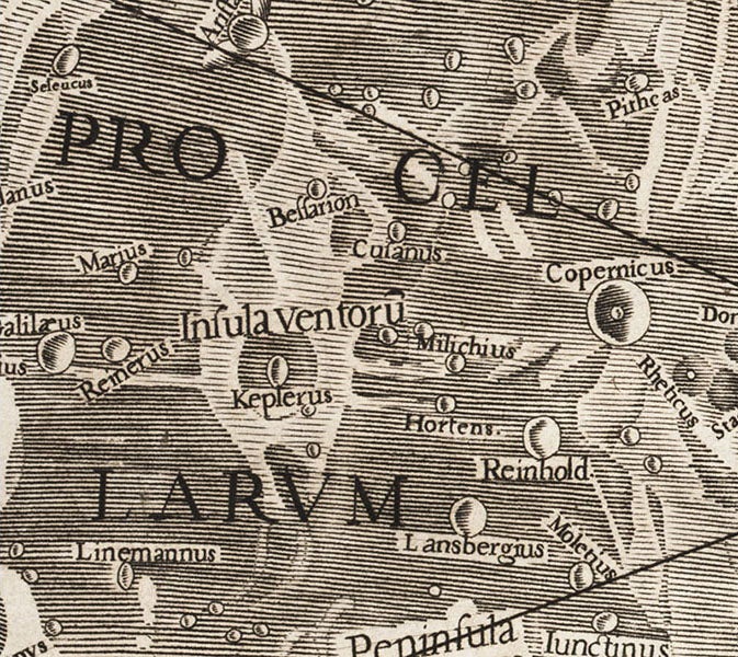 Oceanus procellarum (Oceam of Storms), with craters Copernicus and Kepler, detail of second image (Linda Hall Library)
