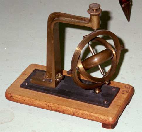 Foucault gyroscope, made in Paris ca 1865, now in the Garland Collection of Classical Physics Apparatus, Vanderbilt University, photograph by Dr. Thomas B. Greenslade, Jr. (physics.kenyon.edu)