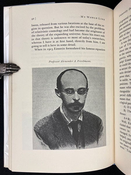 Portrait of Alexander Friedmann, source and date not given, in George Gamow’s My World Line: An Informal Autobiography, 1970 (author’s copy)