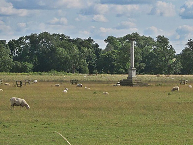 Pilcher monument marking the place where the Hawk crashed and Pilcher died in 1899, Stanford Hall (leicestershirefootpaths on wordpress)