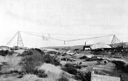 Cableway and moveable towers. Image source: The Traveling Cableway and Some Other Devices Employed by Contractors on the Chicago Main Drainage Canal. New York: Lidgerwood Manufacturing Co., 1895, p. 9.