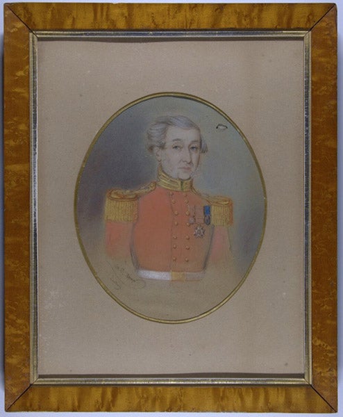 Portrait of John Vaughan Thompson, watercolor, by M.D. Roux, ca 1835, Port Macquarie Museum, New South Wales (ehive.com)
