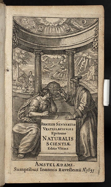 Engraved title page, Epitome naturalis scientiae, by Daniel Sennert, Amsterdam, 1651 (Linda Hall Library)