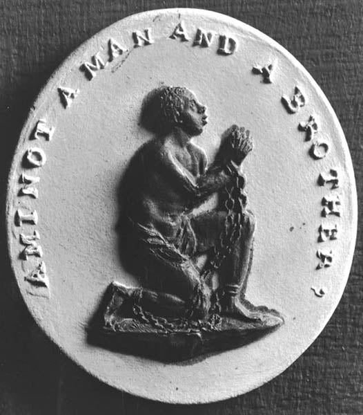 “Am I not a Man and a Brother?,” ceramic plaque created for the British abolitionist movement, 1787, by Josiah Wedgwood, Charles Darwin’s grandfather (pbs.org)
