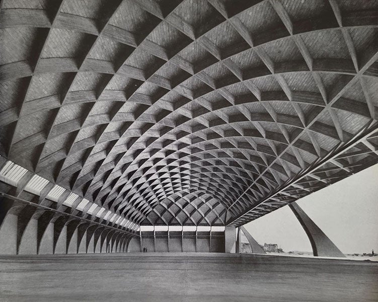 Airplane hangar, Orvieto, Italy, designed by Pier Luigi Nervi (and built by his construction firm Nervi &amp; Bertoli), Architectural Record, November 1938 (author’s copy)