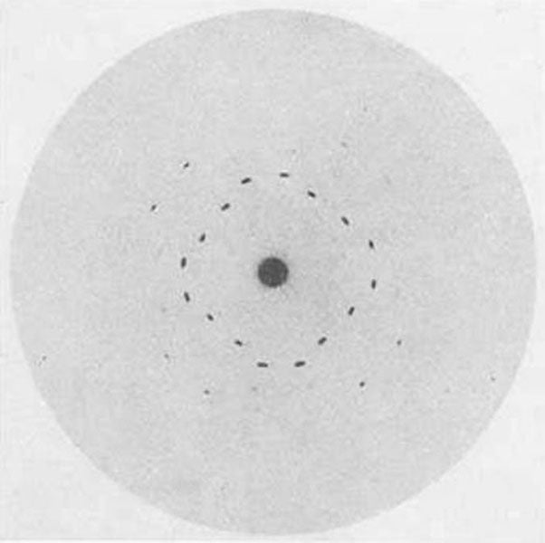 Early X-ray diffraction photograph, 1913 (nature.com)