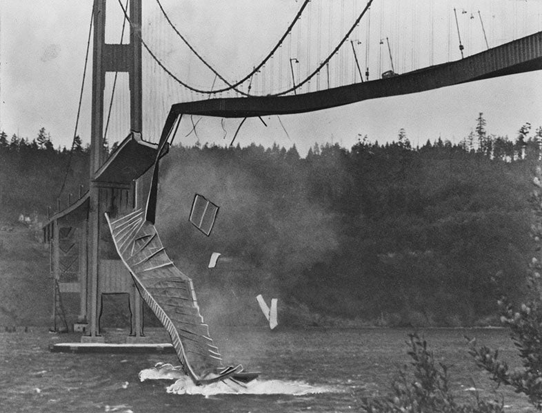 The Tacoma Narrows Bridge collapsing, photograph, Nov. 7, 1940 (asce.org)