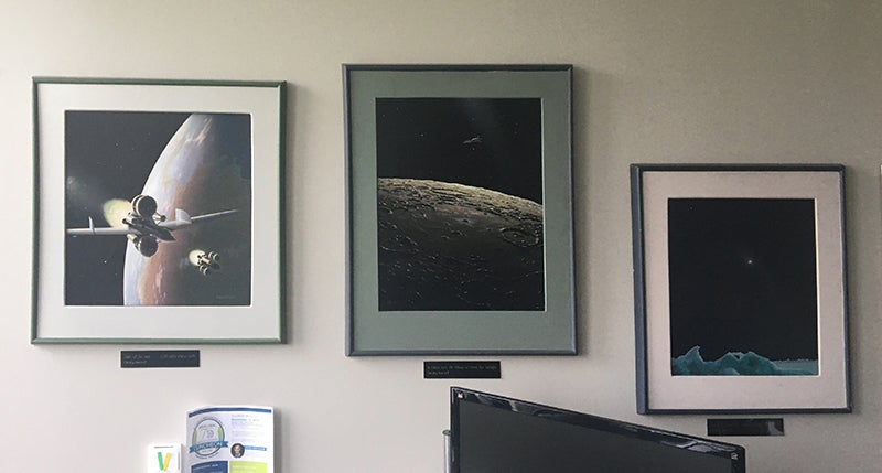 Three Bonestell paintings in the office of the CEO and President of MRIGlobal (MRIGlobal)