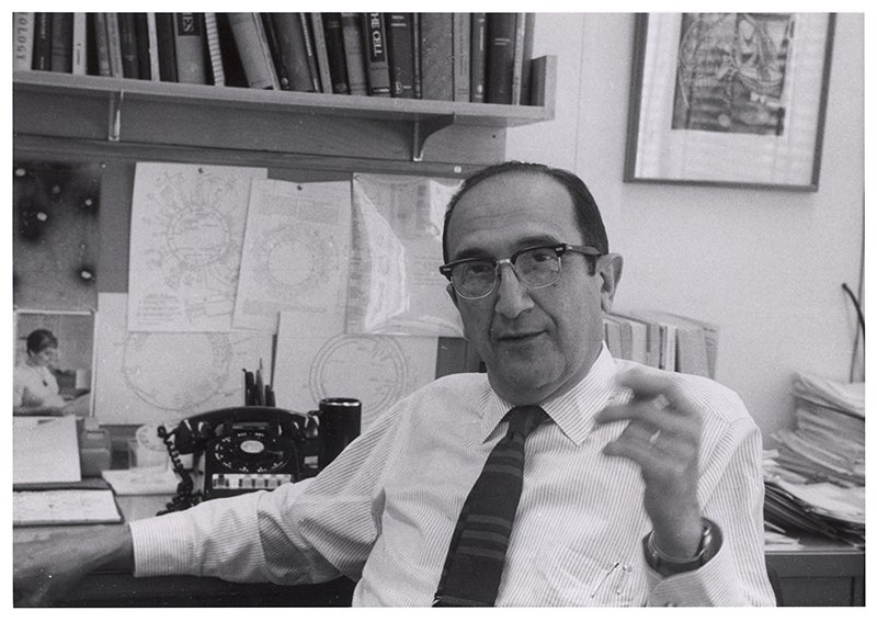 Salvador Luria in his office at MIT, about the time he received his Nobel Prize, ca 1969 (National Library of Medicine)