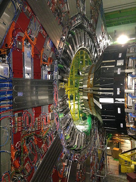 The CMS detector at CERN, one of two instruments used to detect the Higgs boson in 2012, photograph (Wikimedia commons)