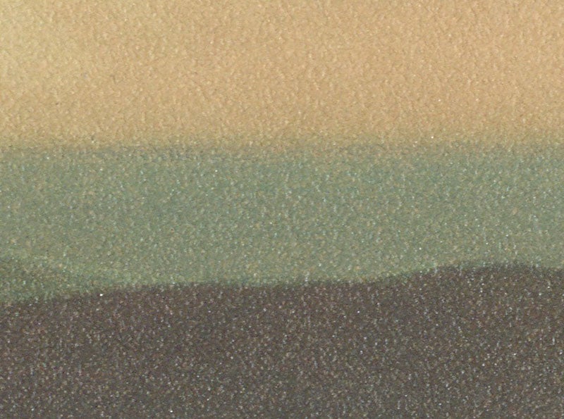 Detail of image just above, showing pebble texture of the paper, chromolithograph after painting by Eduard Pechuel-Loesche, in Untersuchungen über Dämmerungserscheinungen zur Erklärung der nach dem Krakatau, by Johann Kiessling, plate 7, 1888 (Linda Hall Library).
