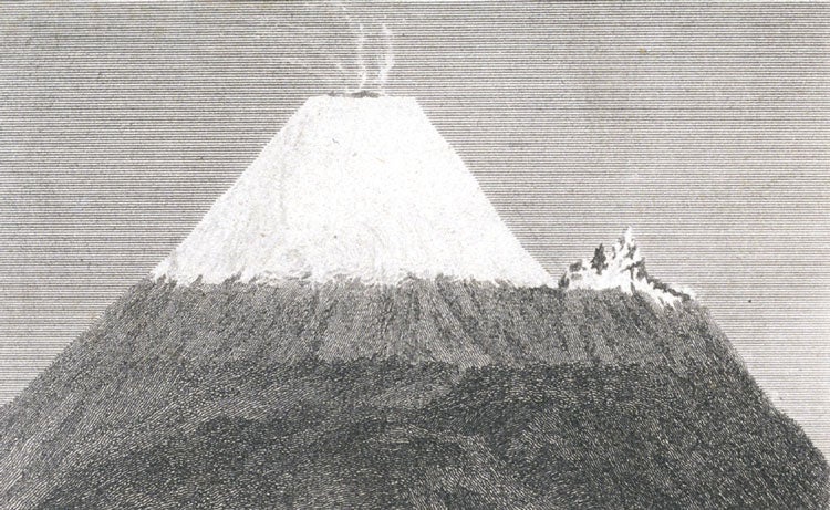 View of Cotopaxi. Image source: Humboldt, Alexander Frieherr von. Researches, Concerning the Institutions & Monuments of the Ancient Inhabitants of America. Vol. 1, London: Longman, etc., 1814.