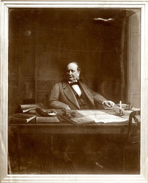 Portrait of François-Jules Pictet at his desk, photograph, before 1872, Bibliothèque de Genève (bge-geneve.ch)
