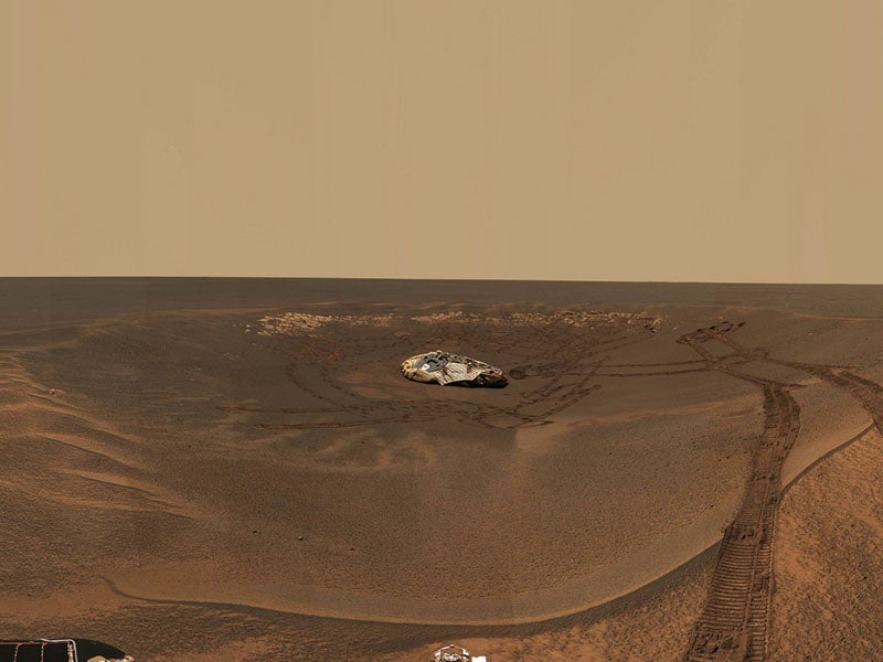 The Eagle crater on Mars, where Opportunity landed on Jan. 25, 2004 (science.nasa.gov)