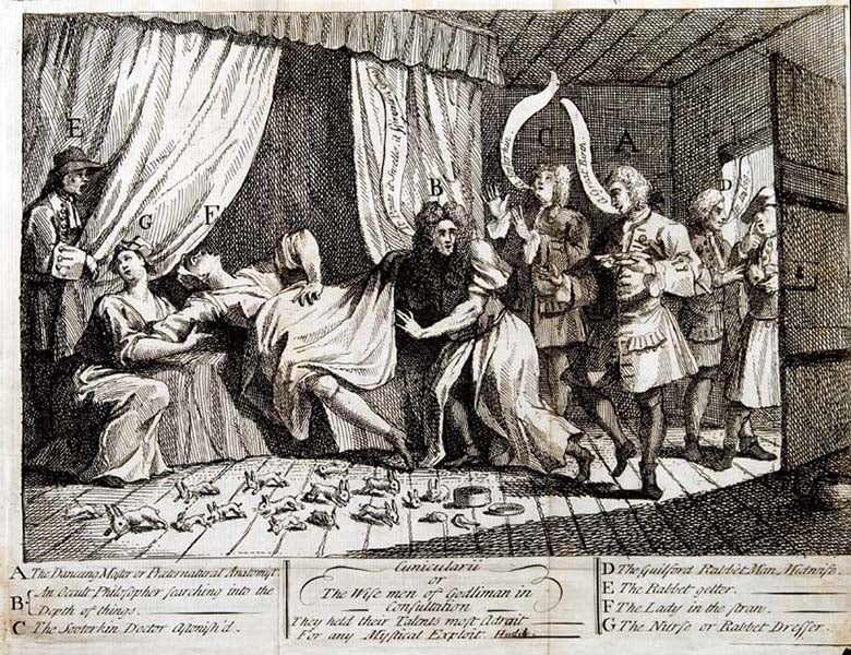 “Cunicularii,” satirical cartoon by William Hogarth, 1726, from University of Glasgow Library Special Collections (gla.ac.uk)