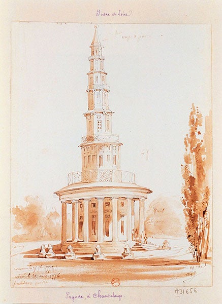 Pagoda on the grounds of the Château de Chanteloup, built in 1777 and bought in 1802, along with the rest of the estate, by Jean-Antoine Chaptal (Wikimedia commons)