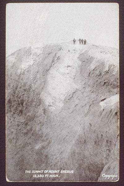 David and three others on the crater rim of Mt. Erebus, 1908 (antarctica.gov.au)