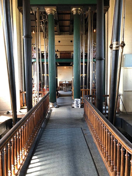 One of the balconies in the pump house of the Hamilton Waterworks, showing the neoclassical balusters designed by Thomas Keefer, photo by Kevin, Day Trip Hour (daytripinanhour.com)