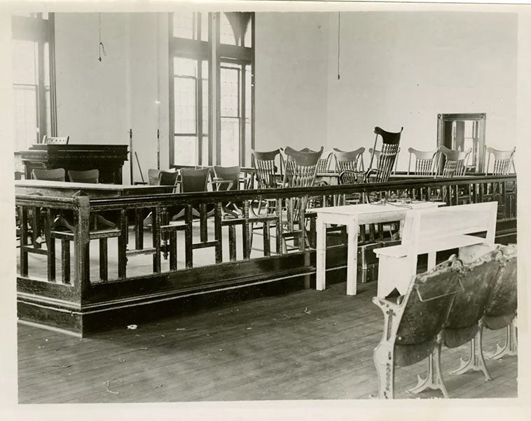 The press box in the Dayton County courthouse on July 24, 1925, three days after the Scopes trial ended (usatoday.com)