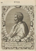 Portrait of “Georgius Trapezuntius,” engraving by Theodor de Bry, in Icones quinquaginta virorum illustrium, by Jean Jacques Boissard, vol. 1, p. 132, no. 18, 1597-99 (Linda Hall Library)