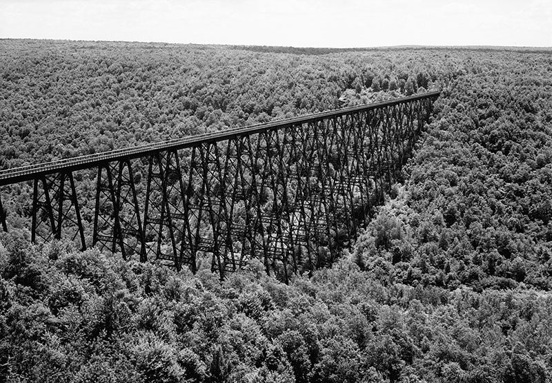 The Kinzua Viaduct, the replacement bridge of 1900, as photographed in 1971, McKean County, Pennsylvania (Wikimedia commons)