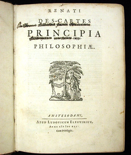 Title page, Principia philosophiae, by René Descartes, 1644 (Linda Hall Library)
