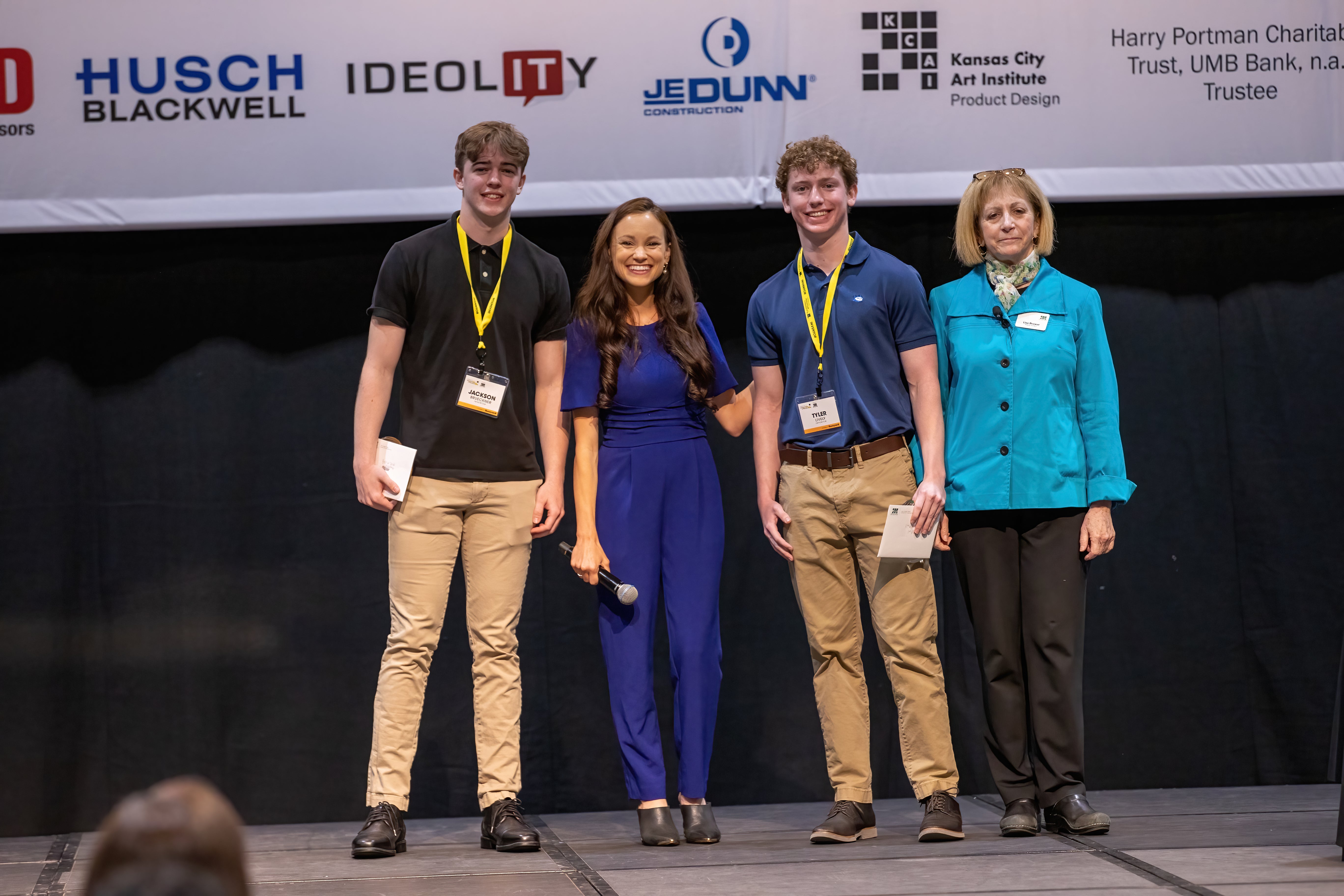 Jackson Brueckner, Emily Calandrelli, Tyler Lively, Lisa Browar at the 2022 Kansas City Invention Convention