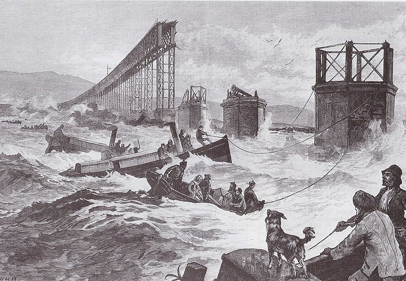 Artist’s view of the aftermath of the Tay Bridge collapse, from the <i>Illustrated London News</i> (Wikimedia commons)