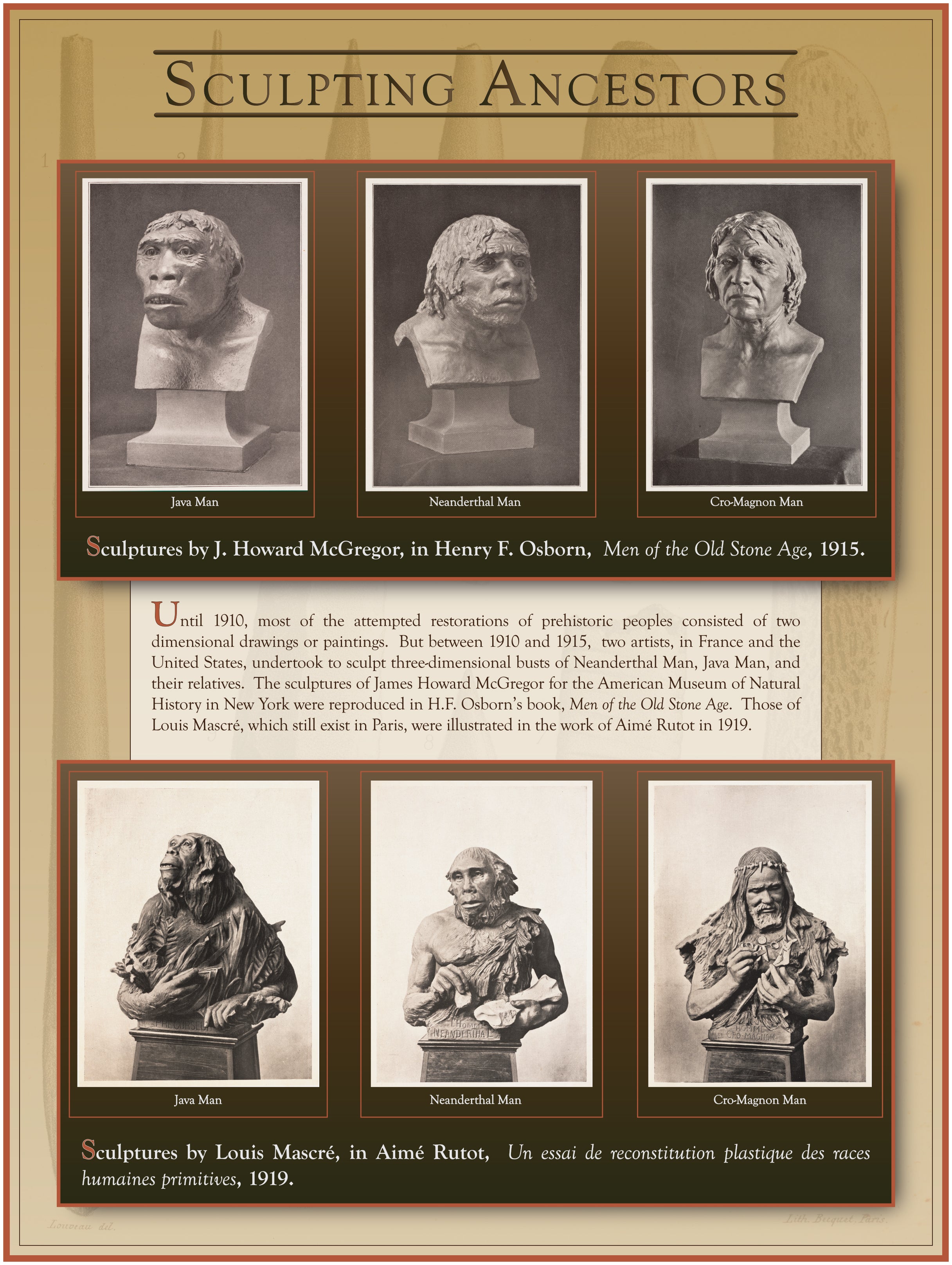 Sculpting Ancestors
First attempts at three-dimensional sculptures of human ancestors, made in 1910-15.