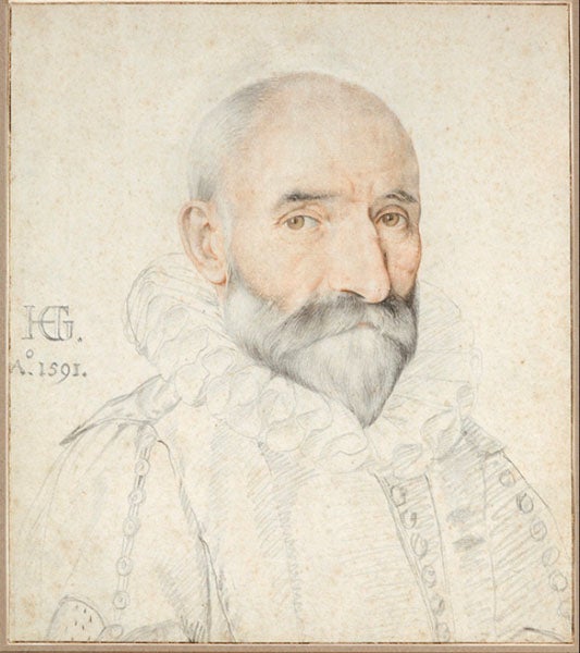 Portrait of Jan Van der Straet, chalk and wash drawing by Hendrik Goltzius, 1591 (Netherlands Institute of Art History via Wikimedia commons)