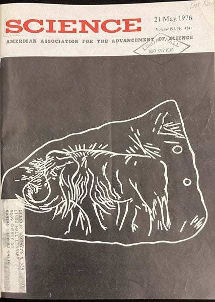 Adaptation of a sketch of the Holly Oak pendant, cover, Science, vol. 192, no. 4241, May 21, 1976 (Linda Hall Library)