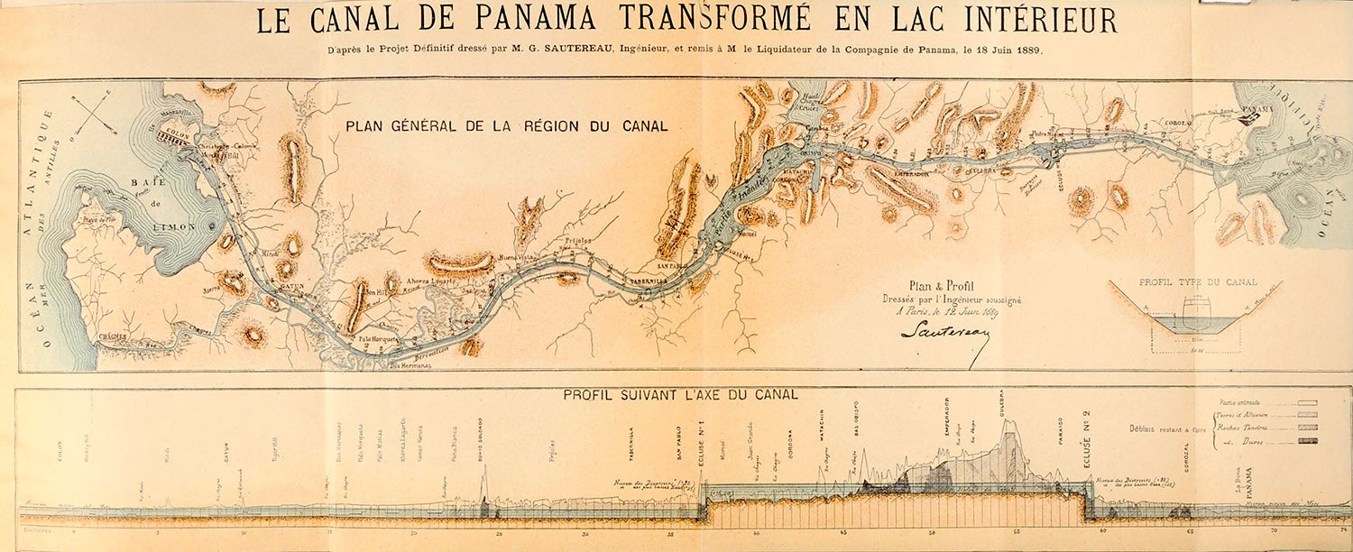 Cross-section of the Canal Zone showing geological features.View in Digital Collection »