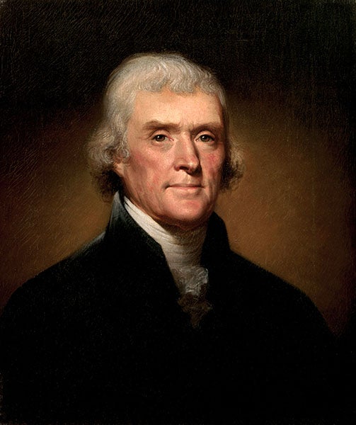 Portrait of Thomas Jefferson, by Rembrandt Peale, 1800, White House Collection (Wikipedia commons)