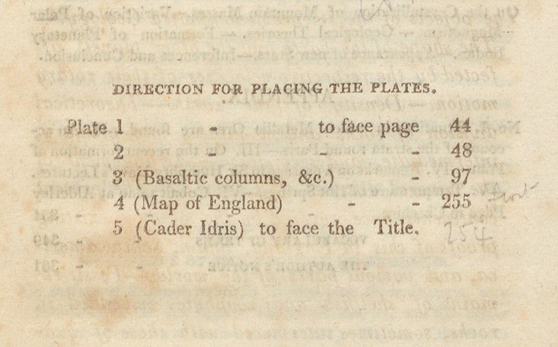 “Direction for placing the plates,” Robert Bakewell, An Introduction to Geology, first ed., 1813 (Linda Hall Library)
